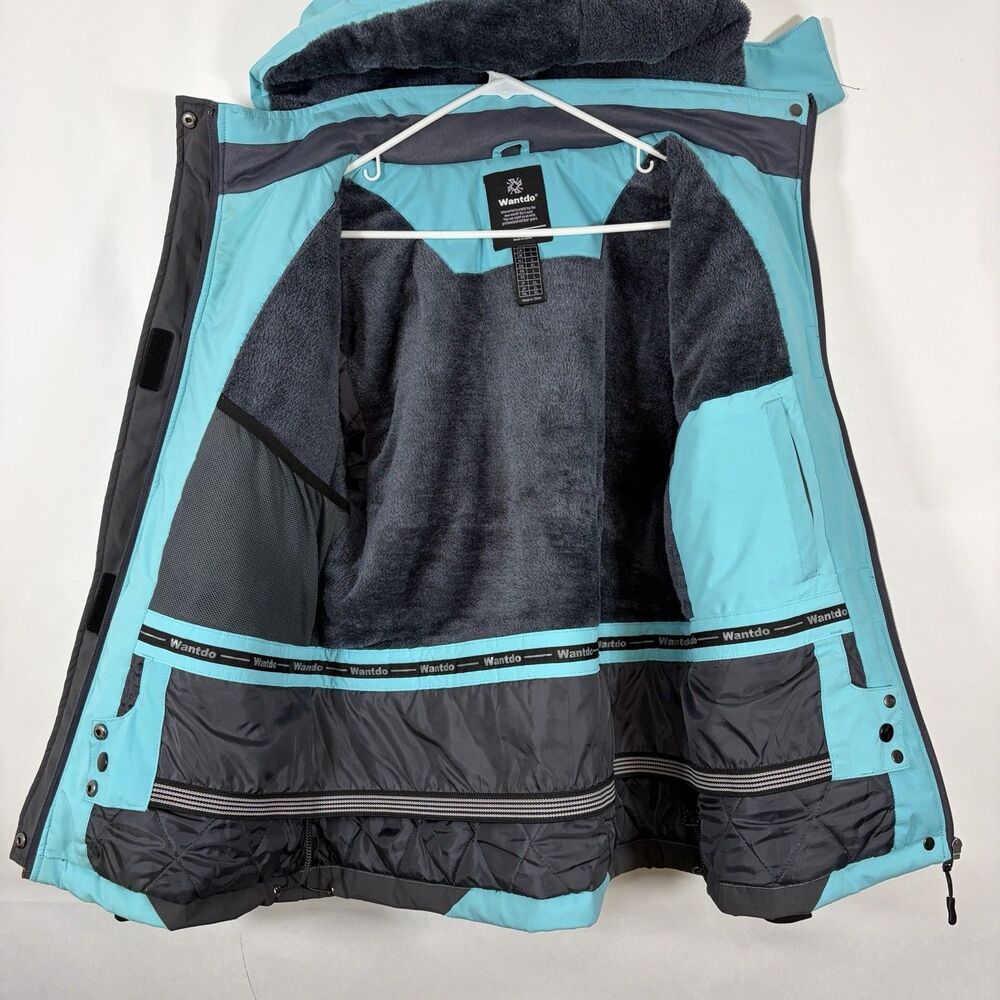 Wantdo Ski Snowboard Jacket Women Large Light Blue Fleece Lined Insulated Hooded - Picture 10 of 16